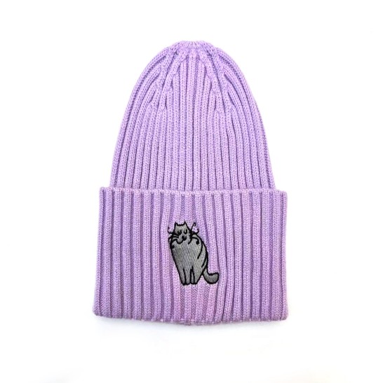 Cotton knit hat with applique details